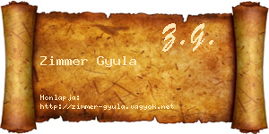 Zimmer Gyula névjegykártya
